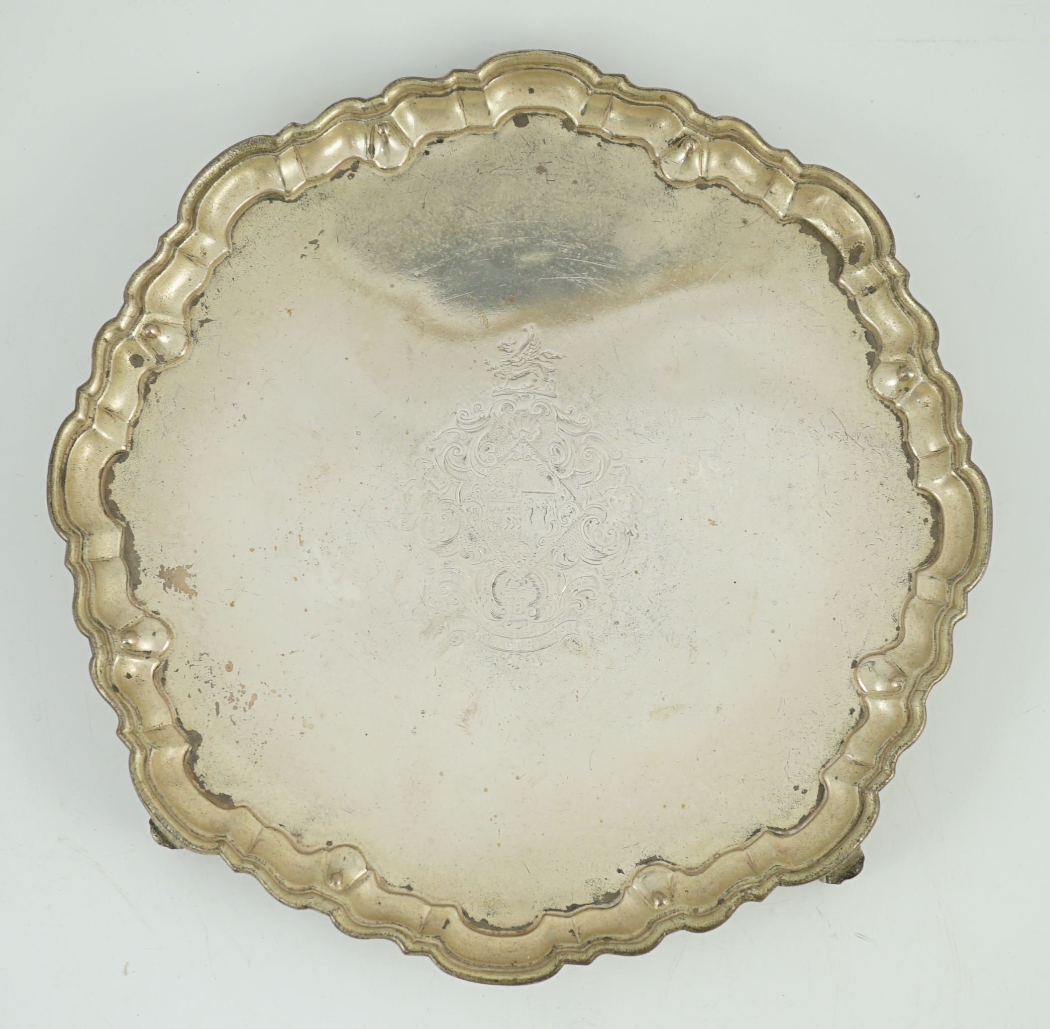 A George II silver salver, maker's mark RP